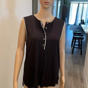 Ann Taylor black top with white trim size large